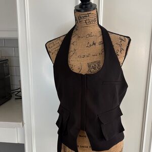 Zara Black Halter Vest with Pockets